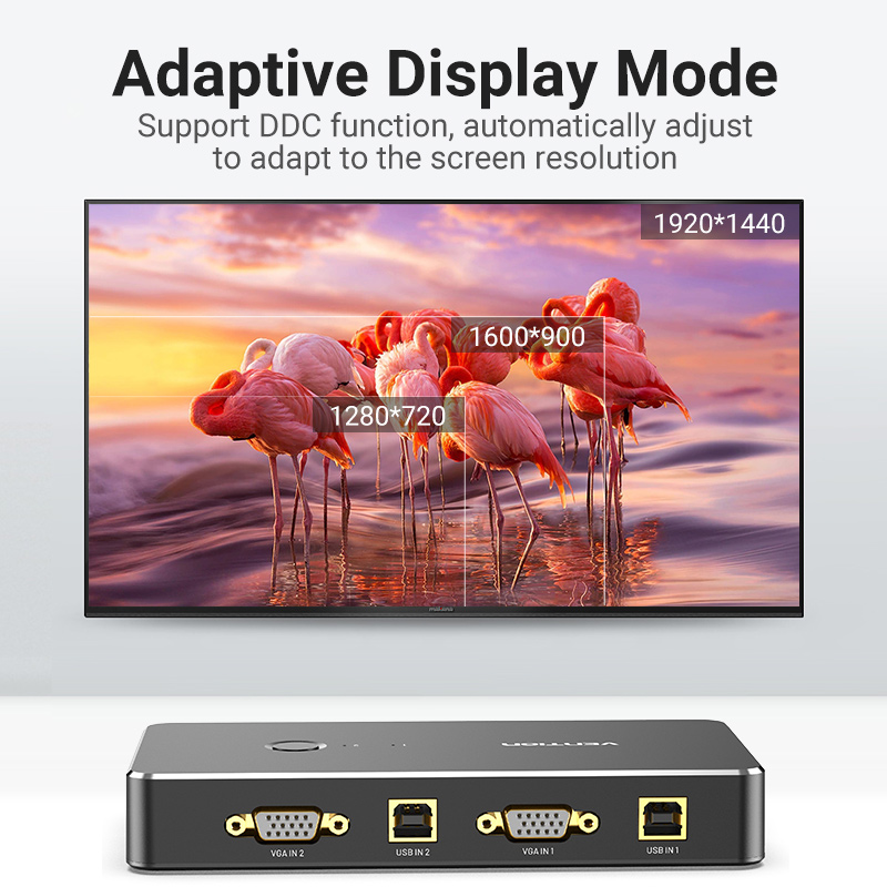 Vention KVM VGA Switch 2-Port 4K DBEB0