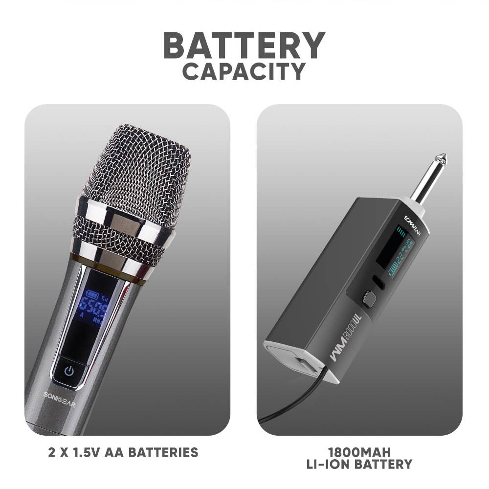 SonicGear WM8800UL DUAL 2 Studio Quality Metal Body Wireless UHF Microphones with Receiver