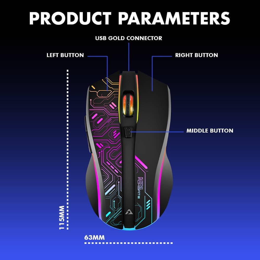 Armaggeddon Gaming Mouse Wired+2.4G Recharge FOXBAT-III CYBERPANK Black