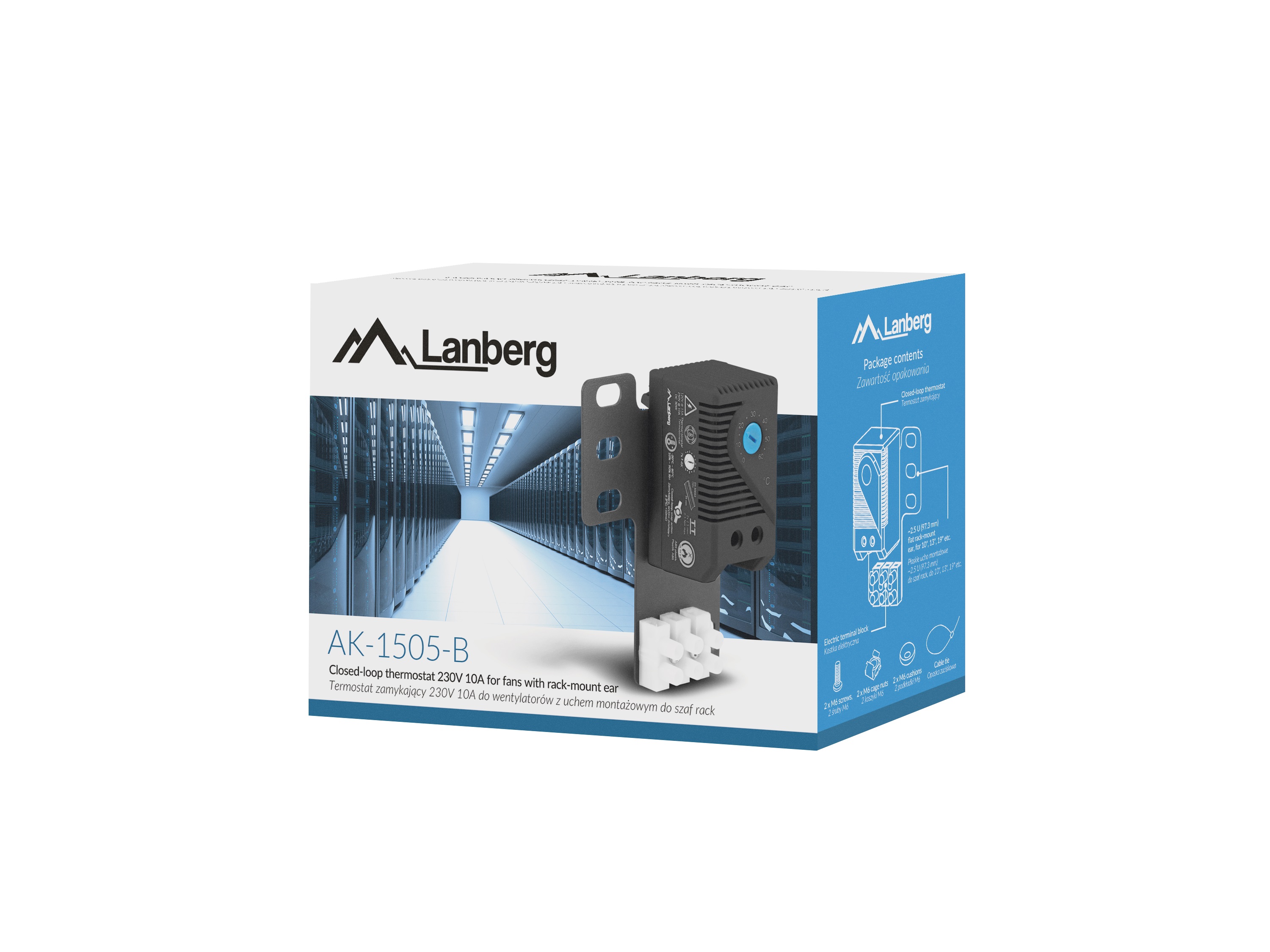 Lanberg Rack Closed-Loop Thermostat 10A with Terminal Block