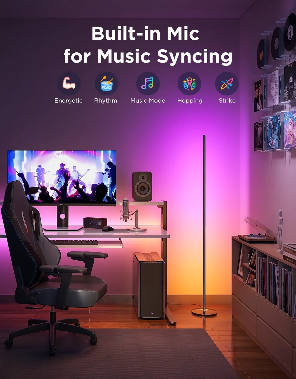 Govee Floor Lamp Lite Smart RGBICW Corner Lamp Supports Matter