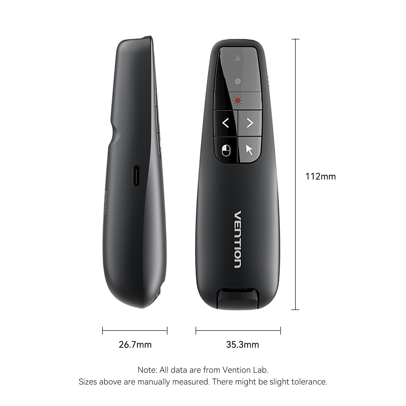 Vention Wireless Presenter Red Laser Pointer & Air Mouse Rechargeable KQPB0