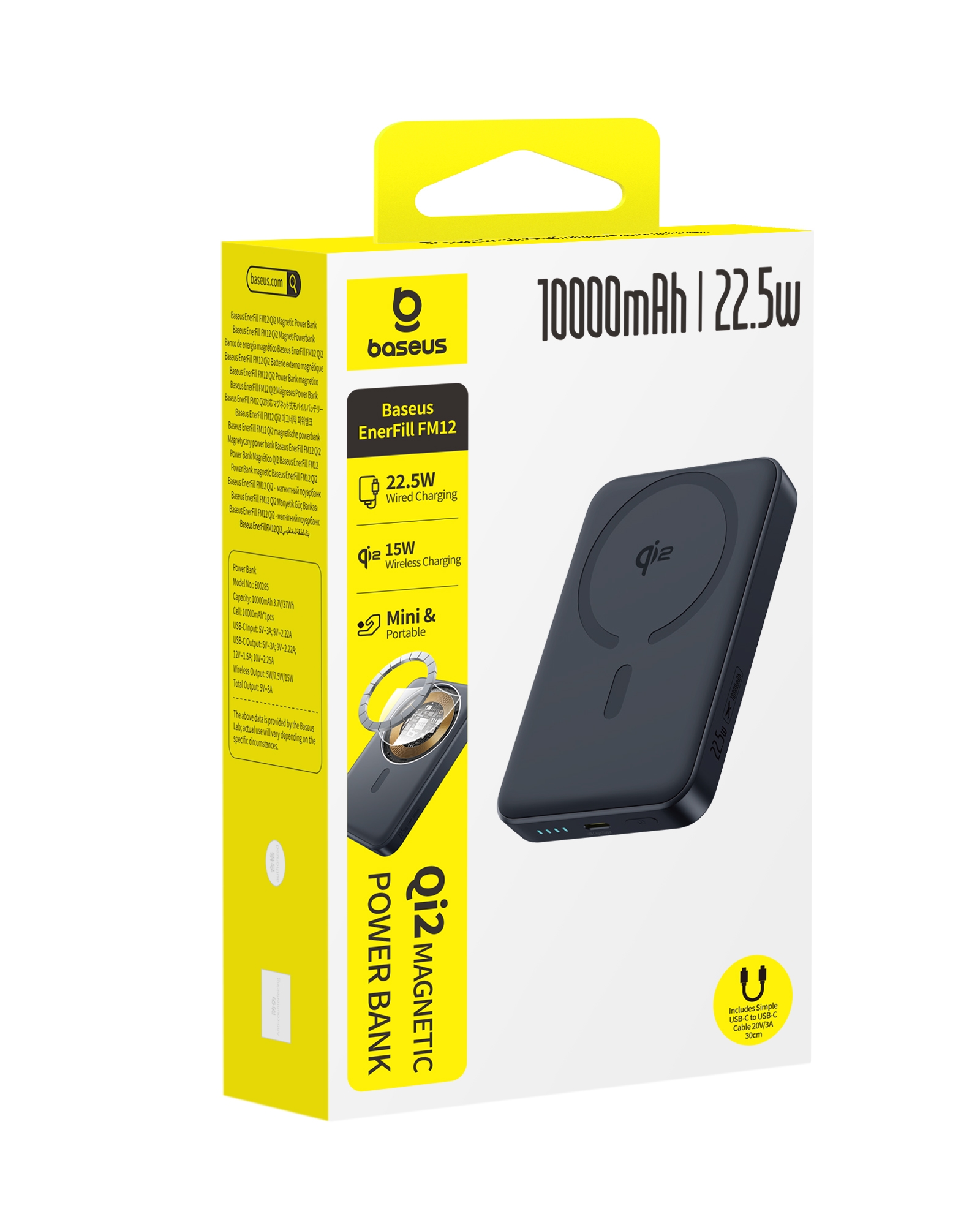 Baseus Powerbank Wireless 22.5W 10000mAh Qi2 EnerFill FM12 Black