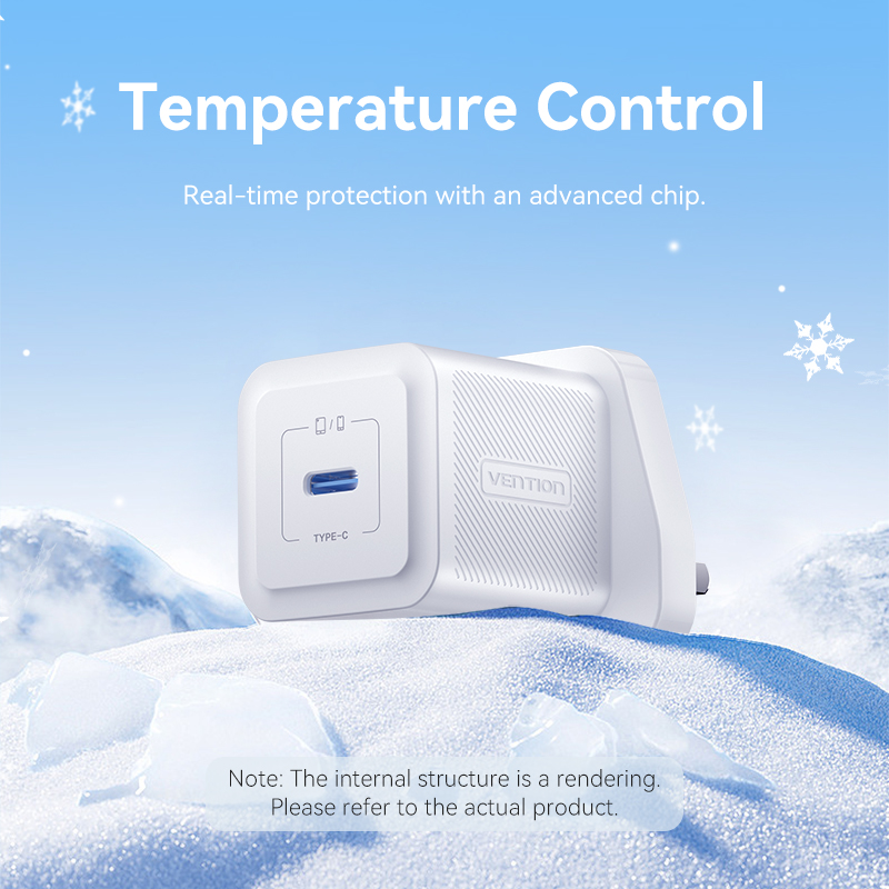 Vention Charger Wall GaN 20W 1xUSBC UK + USB-C 1m Cable White FEPW0-UK-01