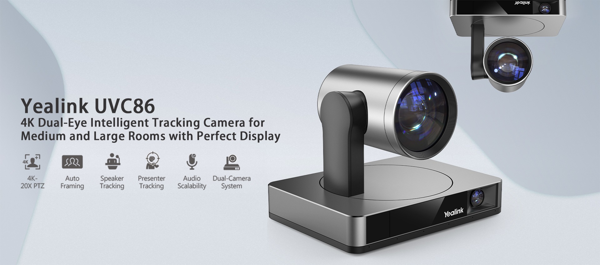 Yealink UVC86 4K Dual-Eye Tracking Camera for Medium and Large Rooms