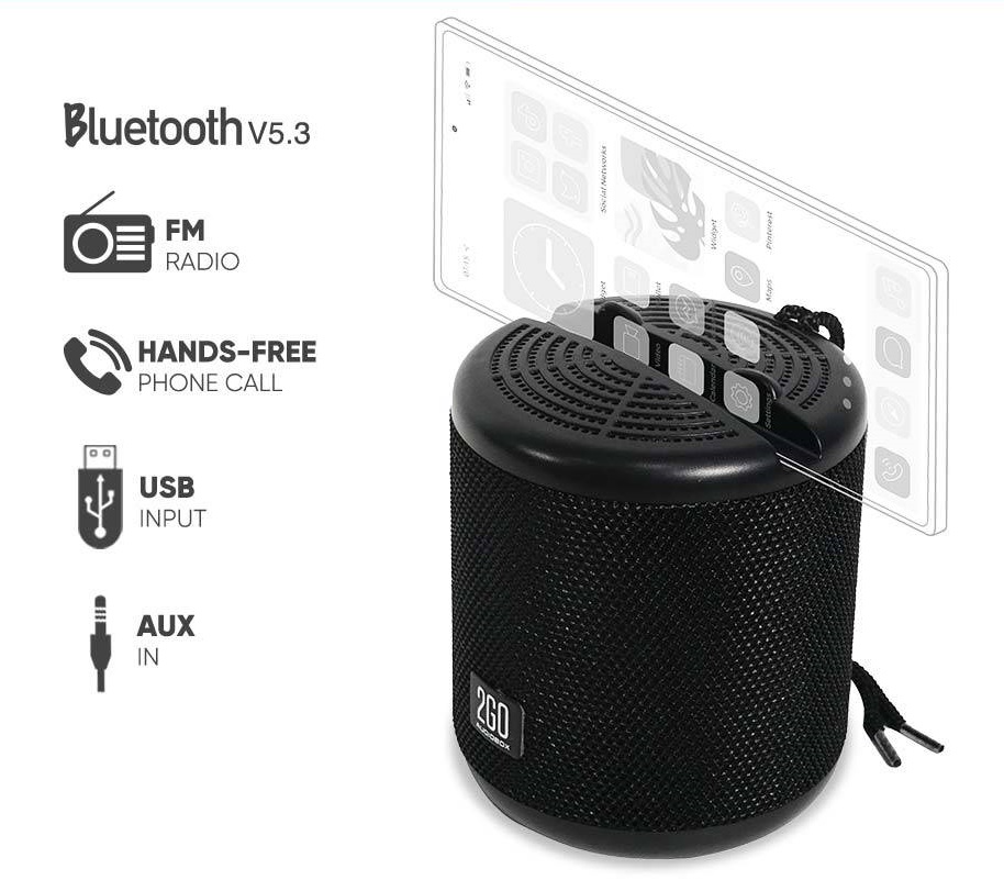 SonicGear AudioBox 2GO-Dock100 Portable BT/FM Speaker with Dock Black