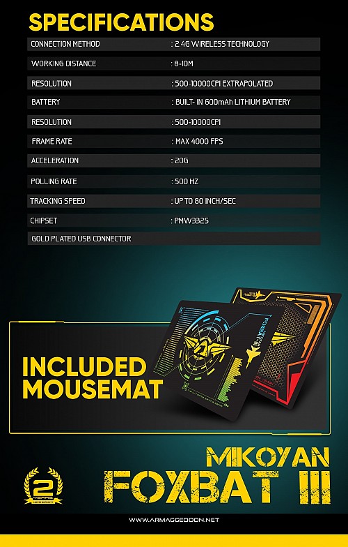 Armaggeddon Foxbat 3 Kevlar13 Pro-Gaming Wireless Rechargeable Mouse