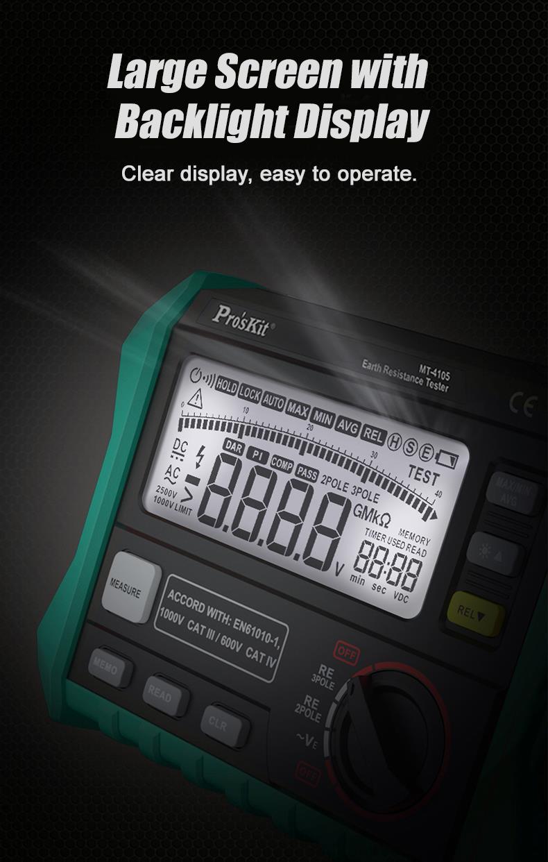 Proskit Digital Earth Resistance Tester MT-4105