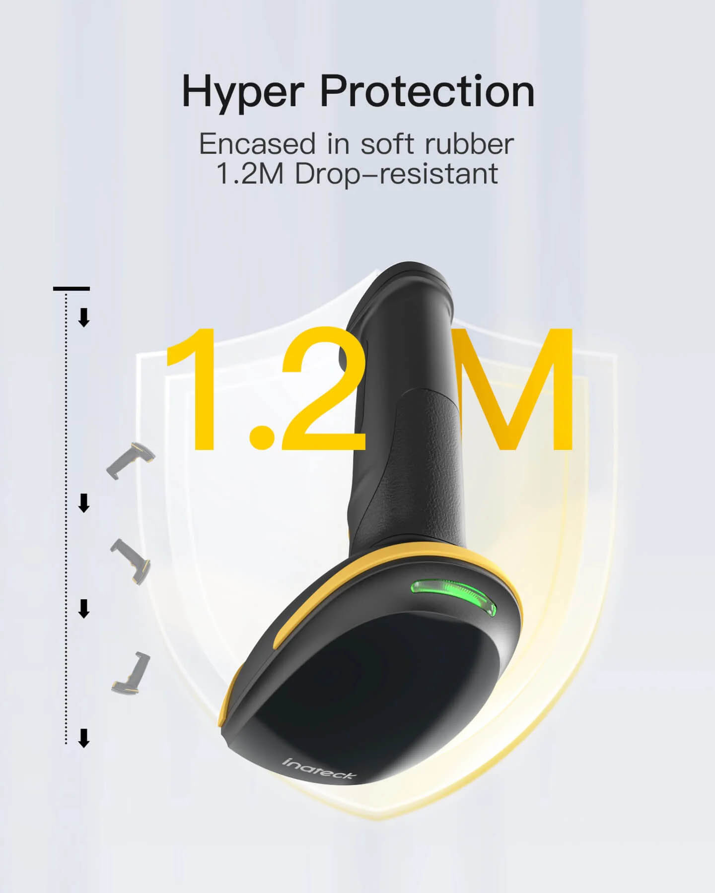Inatech Barcode Scanner CMOS 1D/2D Wireless 2.4GHz/Bluetooth USB-A 2600mAh BCST-23 Black