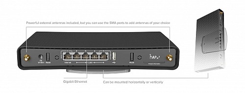 MikroTik RB hAP AC3 Wireless Dual Band Gigabit Wireless Router RBD53IG-5HACD2HND