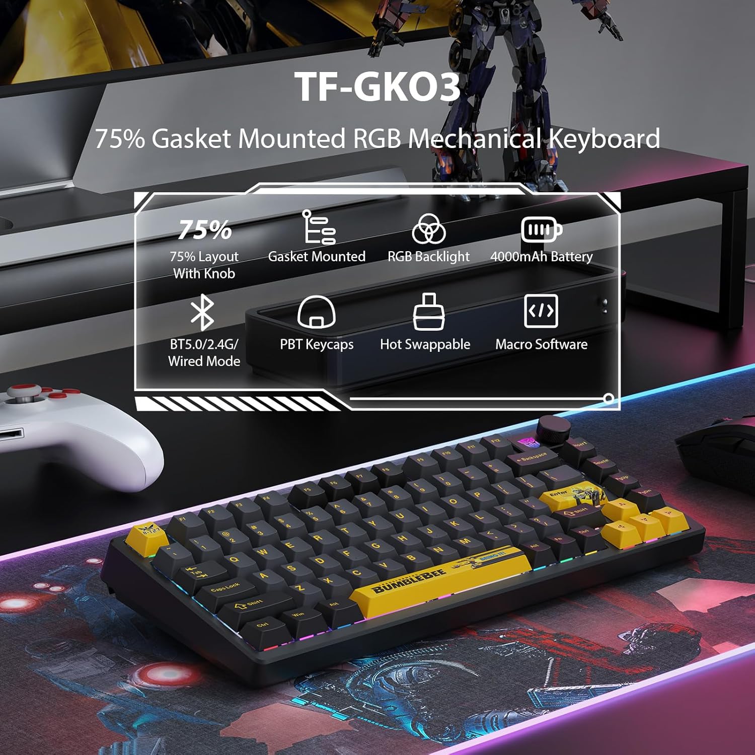 Transformers Mechanical Keyboard Trimode 2.4GHz-BT-USBC TF-GK03