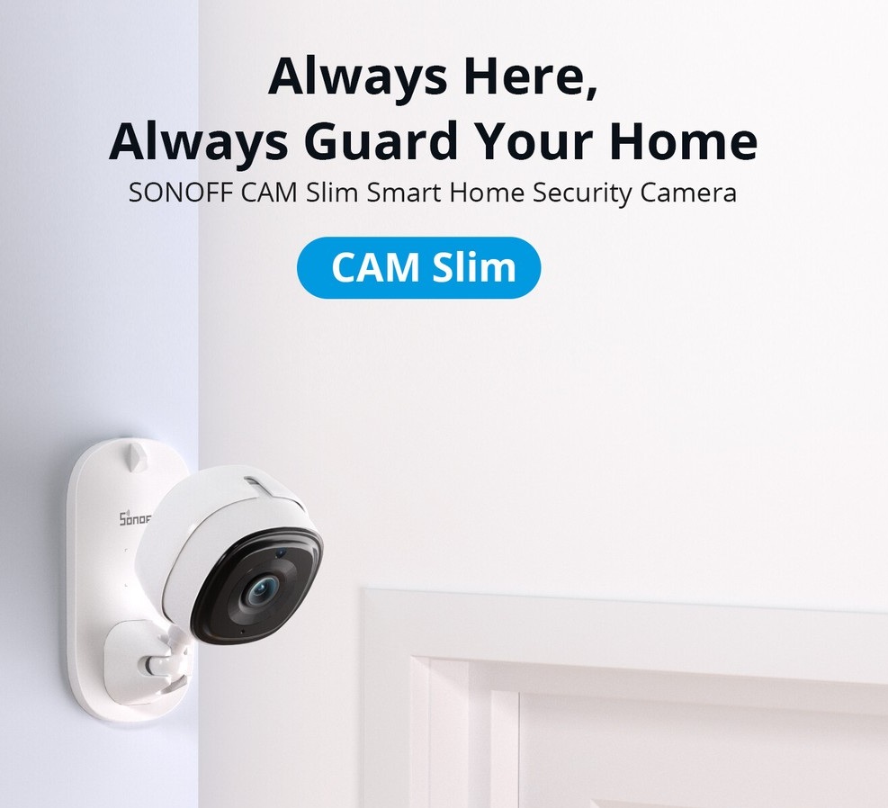 Sonoff Smart WiFi IP Security Camera CAM-Slim (includes 4 ways for mounting magnetic, stick, tripod and screw-in)