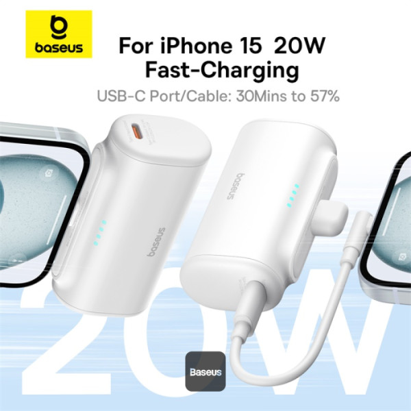 Baseus Powerbank 20W 5000mAh Plug-In Lightning 20W White