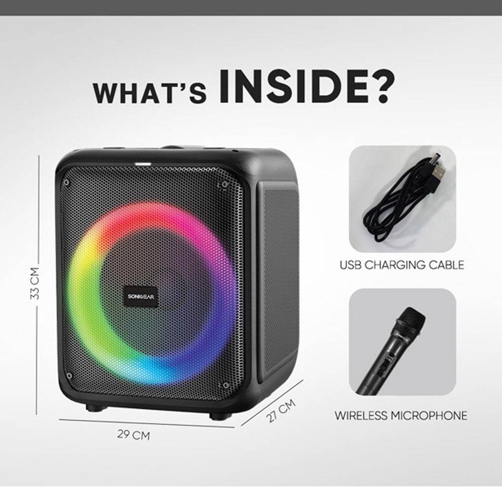 SonicGear AudioXPro600HD 90W Portable Karaoke Speaker BT/USB/FM with 1 Wireless Microphone