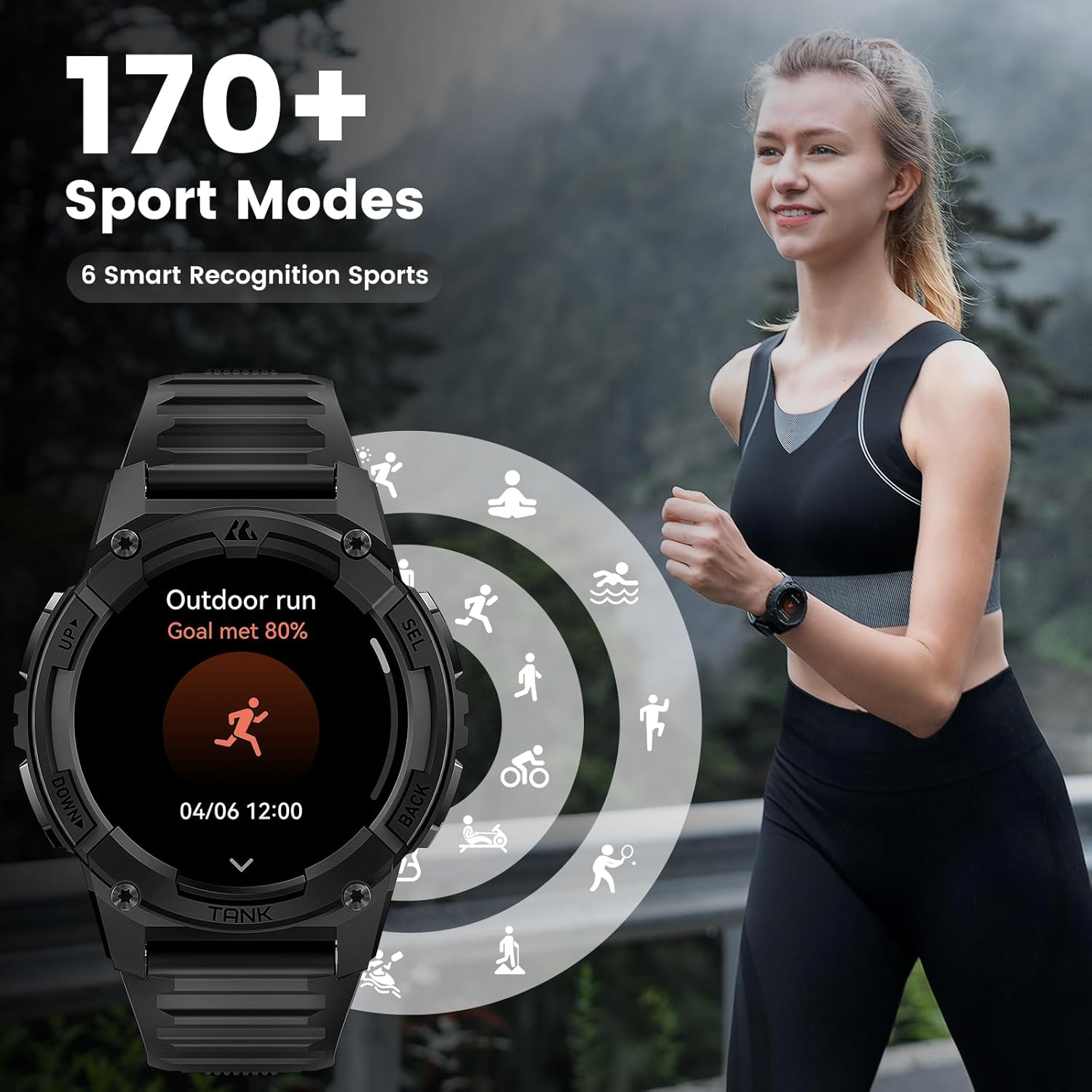 Kospet TANK S2 Rugged Smartwatch GPS Silicone Black