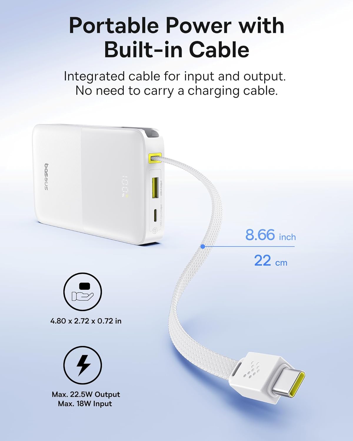 Baseus Powerbank 22.5W 10000mAh + Display EnerFill FC51 Bipow2 Pro  White