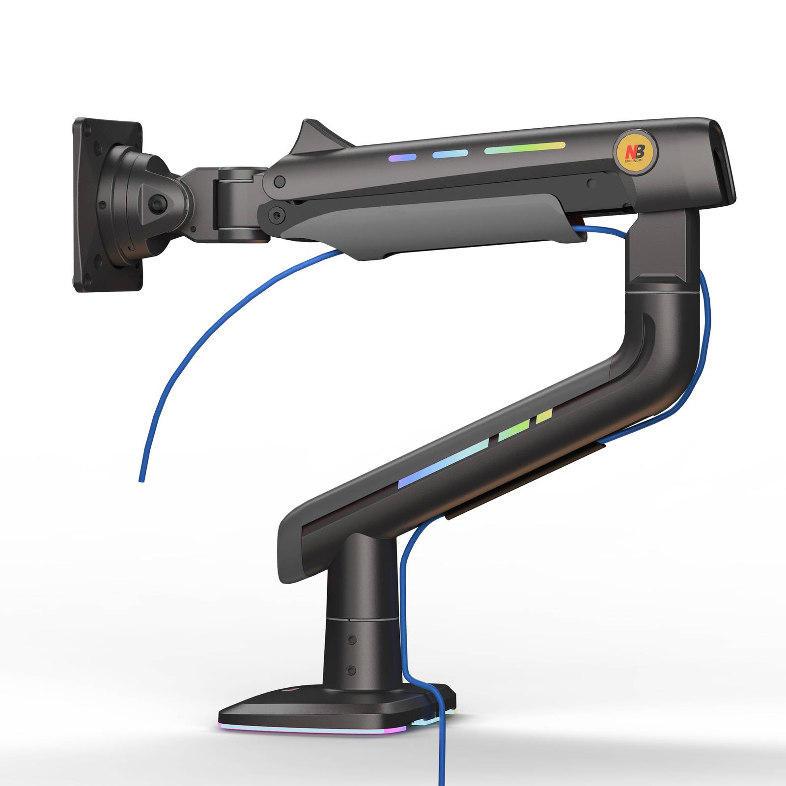 NBMounts F5 Gaming Series Single Arm RGB Monitor Desk Mount Heavy Duty up to 20kg