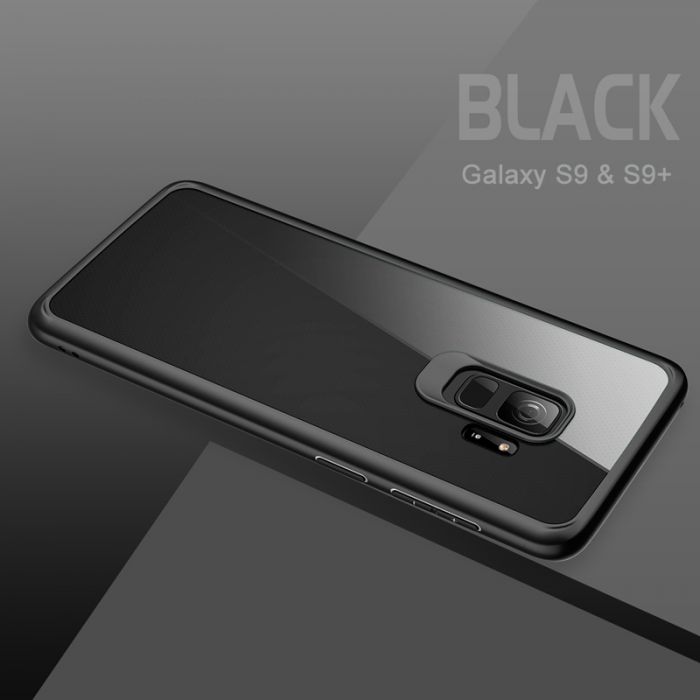 ROCK Clarity Series Protective Black Bumper With Clear Back Case Cover For Galaxy S9 S9 Plus