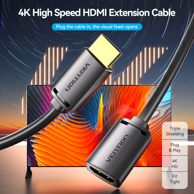 Vention HDMI Cable 2.0 M-F Extension 1.5m AHCBG