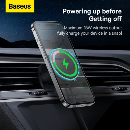 Baseus CW01 Wireless AirVent Magnetic Car Charger 15W Black