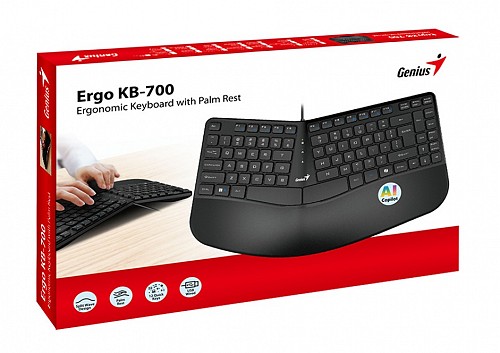Genius Keyboard Wired Ergonomic + Palm Rest KB-700 English