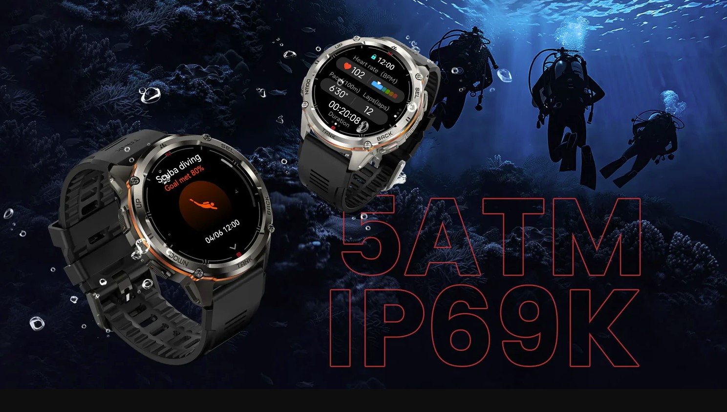 Kospet TANK T3 ULTRA 2 Rugged Smartwatch GPS Silicone Black