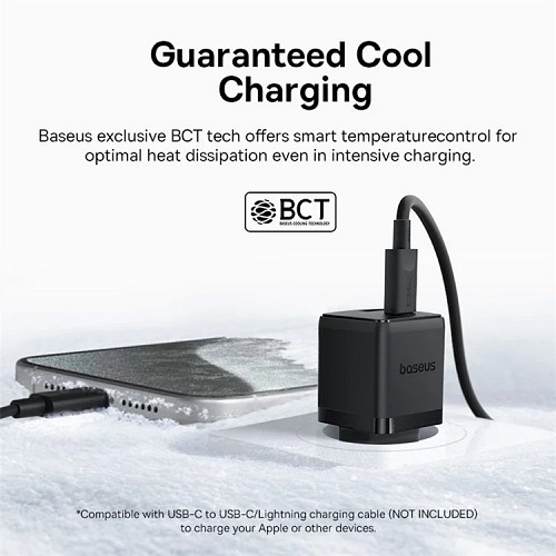 Baseus Charger Wall 20W USB-C/USB-A PALM Series EU Black