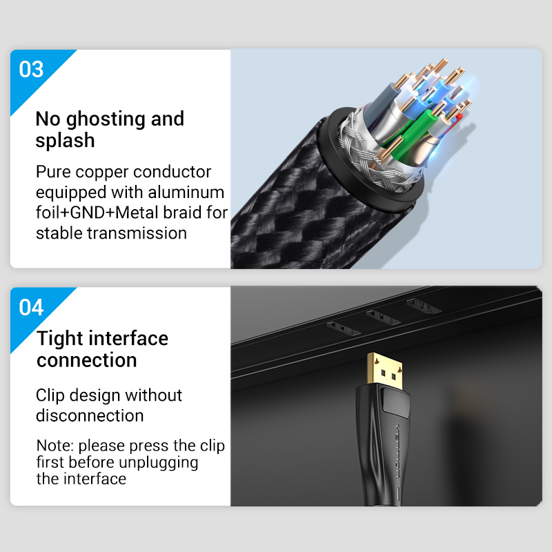 Vention DisplayPort Cable DP1.4 8K60Hz Braided 5.0m HCCBJ