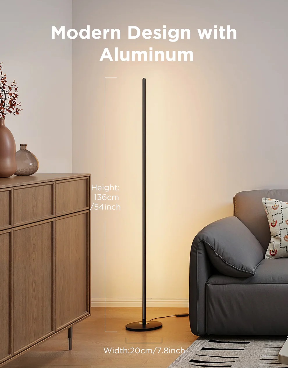 Govee Floor Lamp Lite Smart RGBICW Corner Lamp Supports Matter