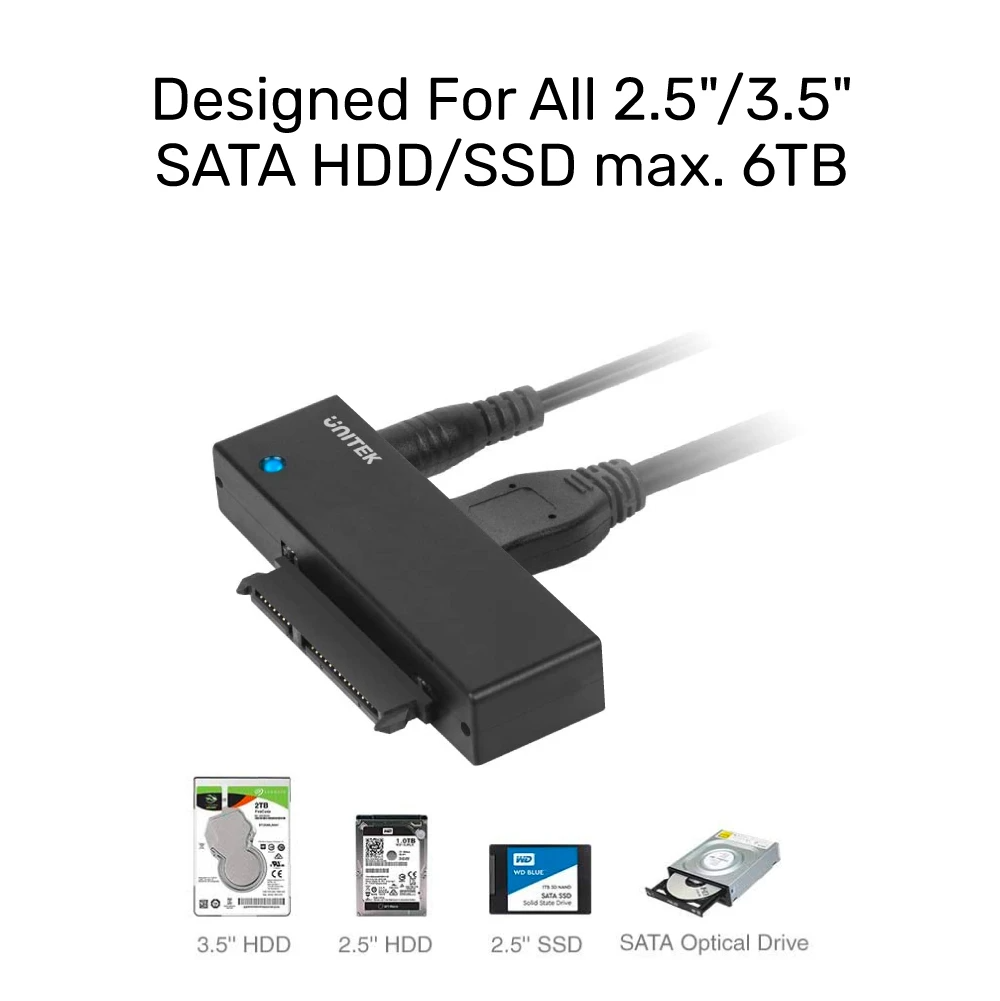 Unitek Y-1039 USB3.0 to SATA 2.5-3.5'' HDD Converter incl 12V2A PSU