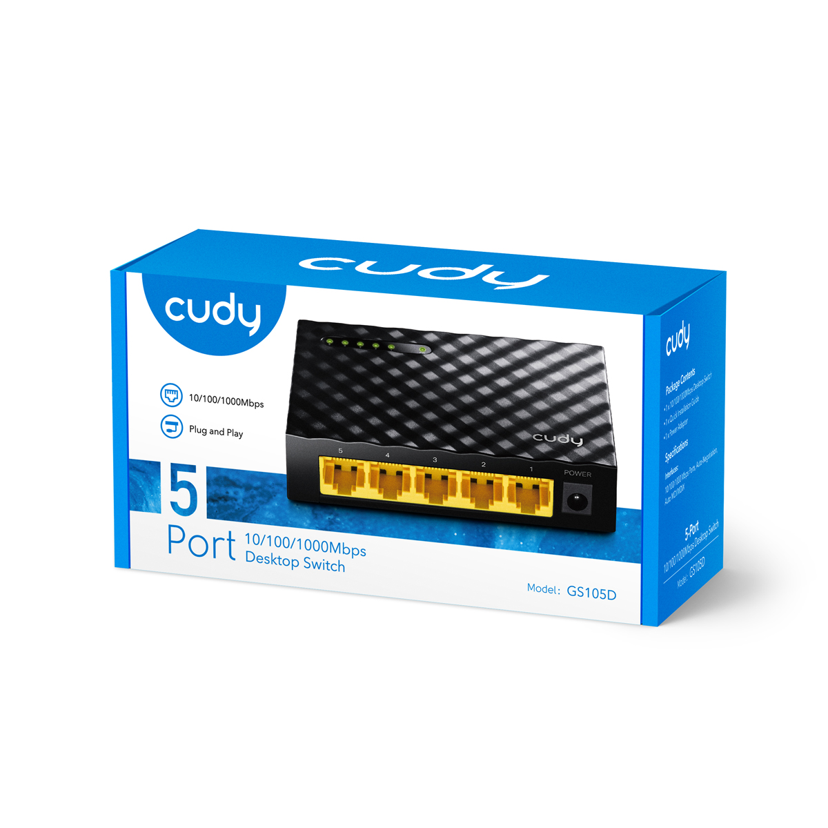 Cudy Switch Gigabit Ethernet 5-Ports Desktop GS105D with UK Plug
