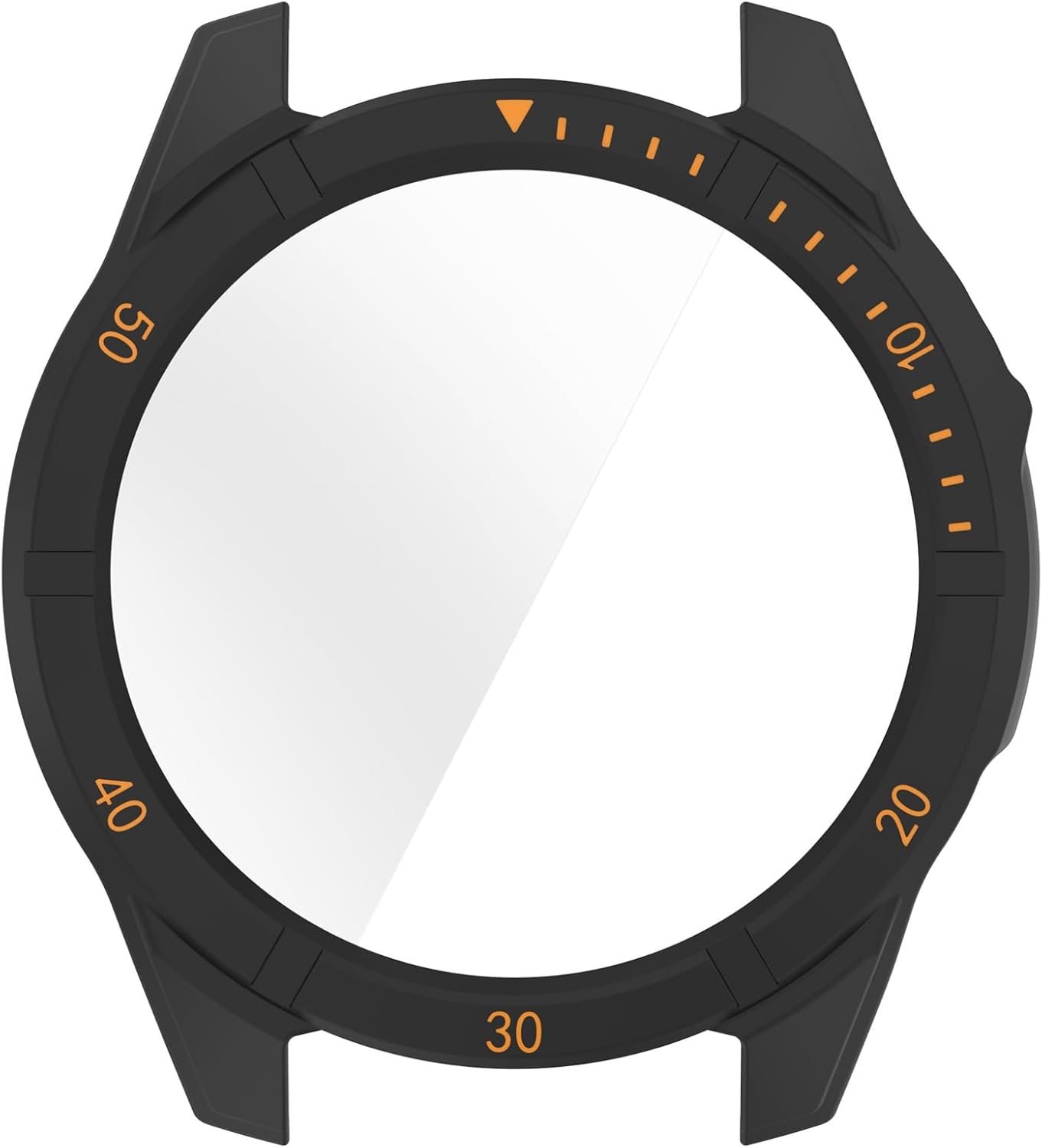 Protective Case with Tempered Glass Touchable Screen Protector Smartwatch Accessories for Garmin Fenix 8 47 mm (Black + Orange)