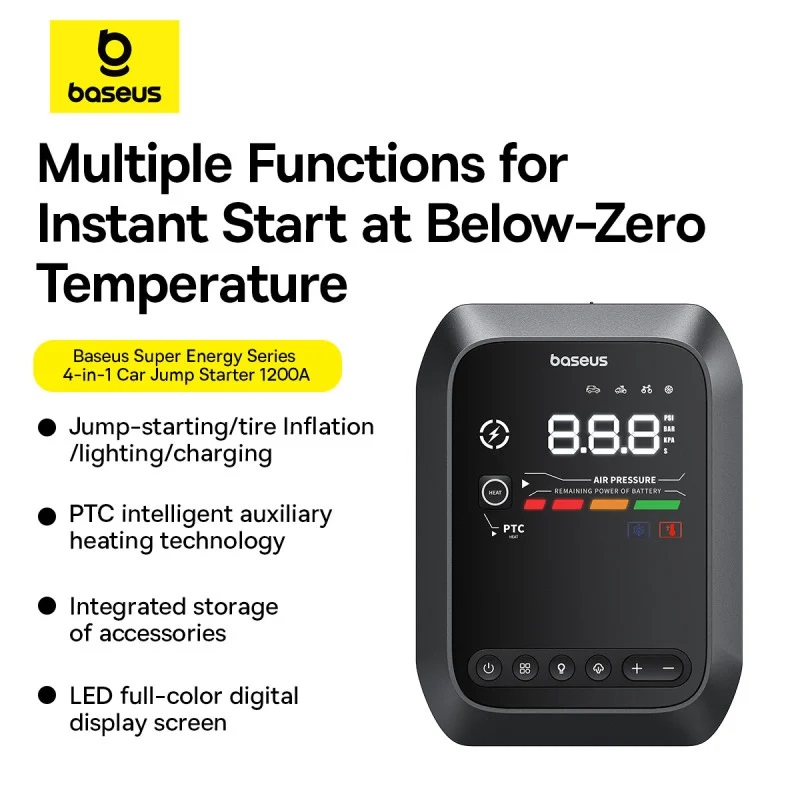 Baseus Car Jump Start Booster & Powerbank + Inflator 12650mAh 1200A SUPER ENERGY