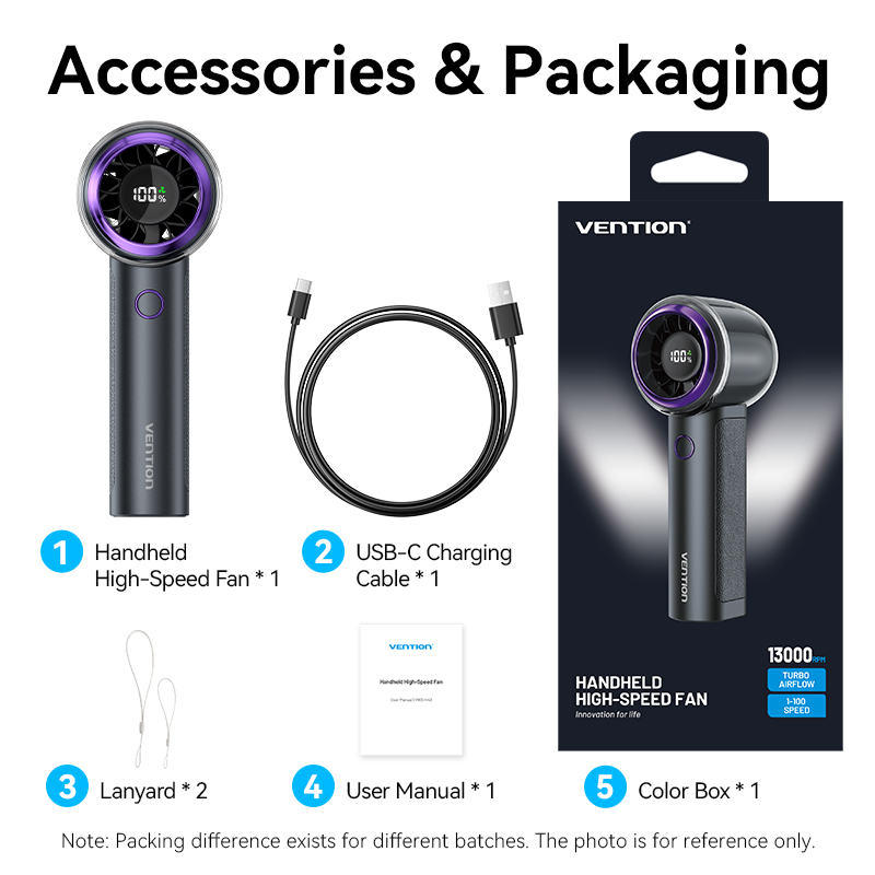 Vention Fan Portable & Adjustable High-Speed with Display PBBV0