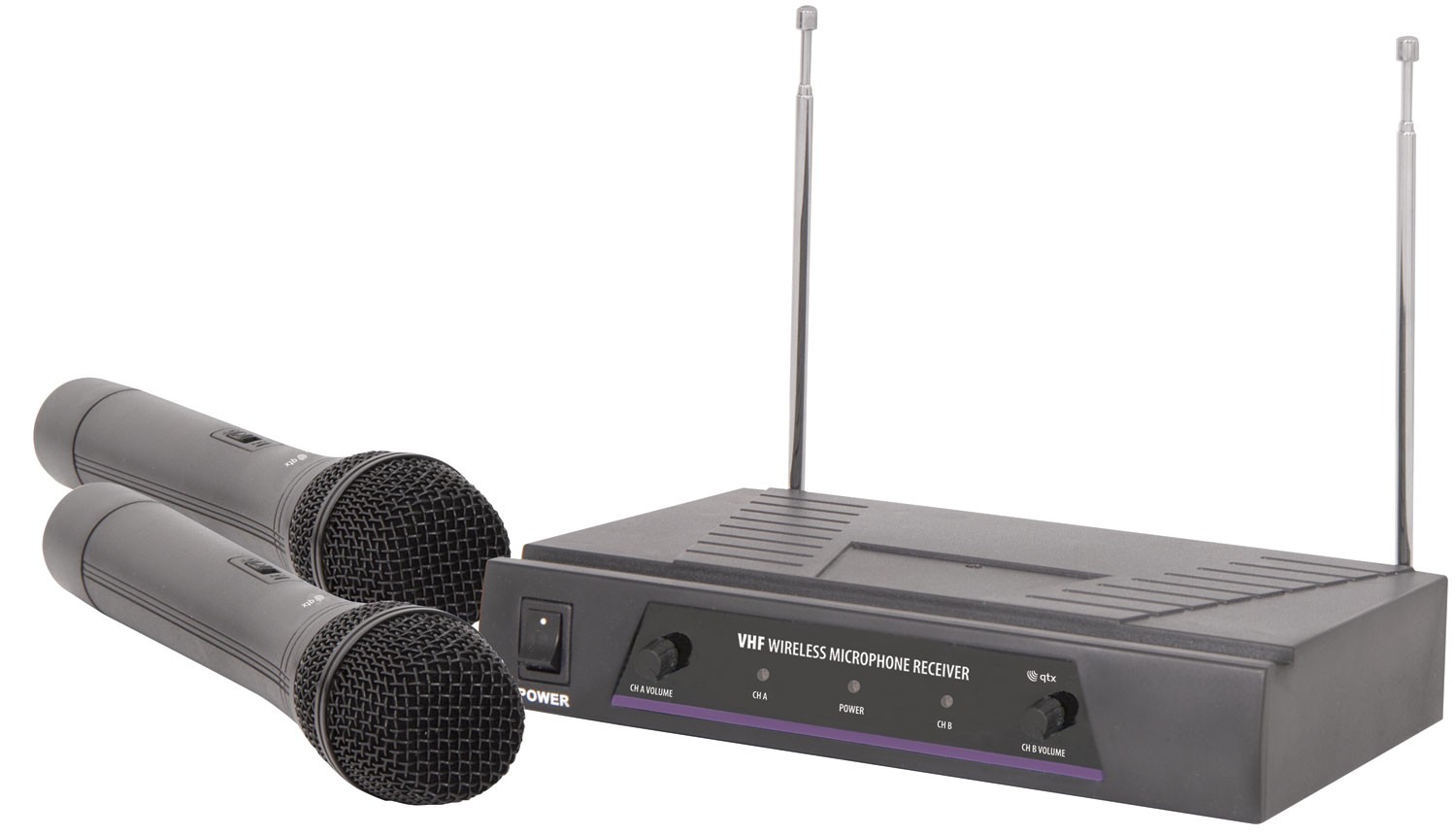 QTX VHF Dual Handheld Wireless Microphone 174.1+175.0MHz 171.817UK