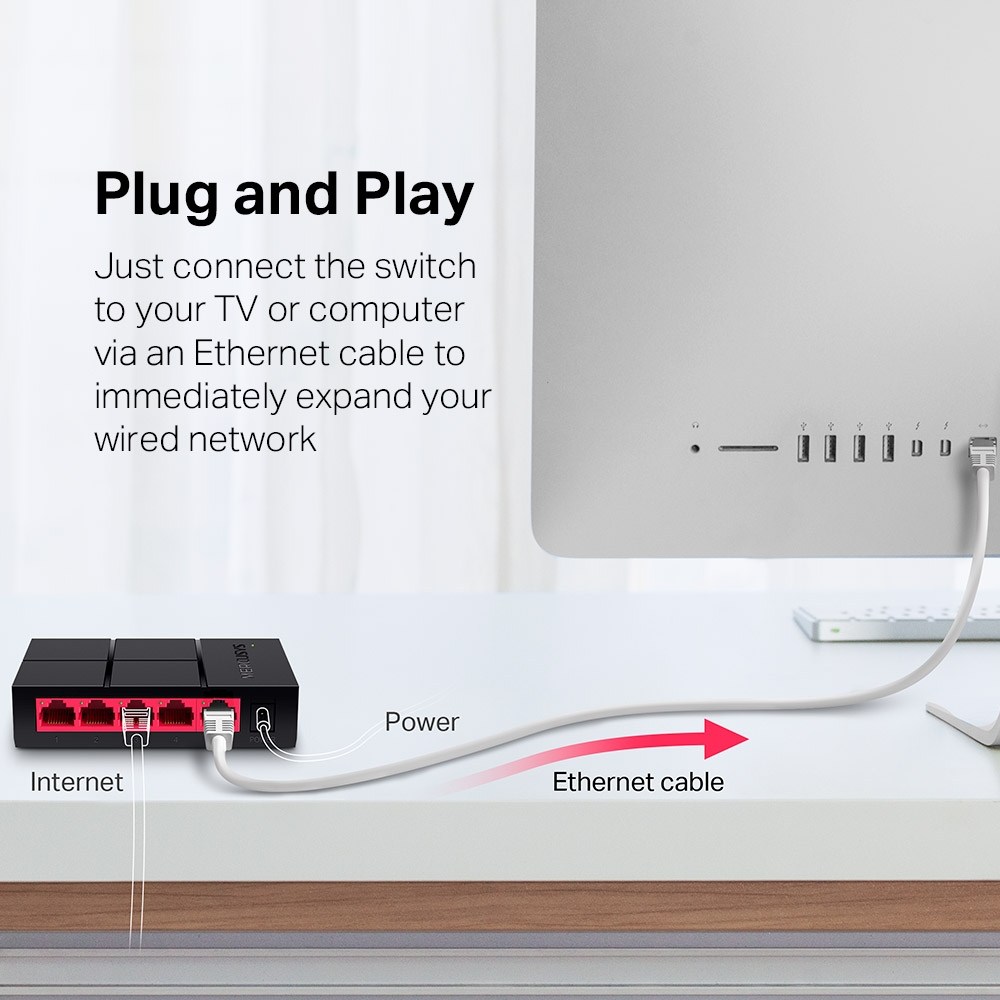 Mercusys MS105G 5-Port 10/100/1,000 Mbps Desktop Switch