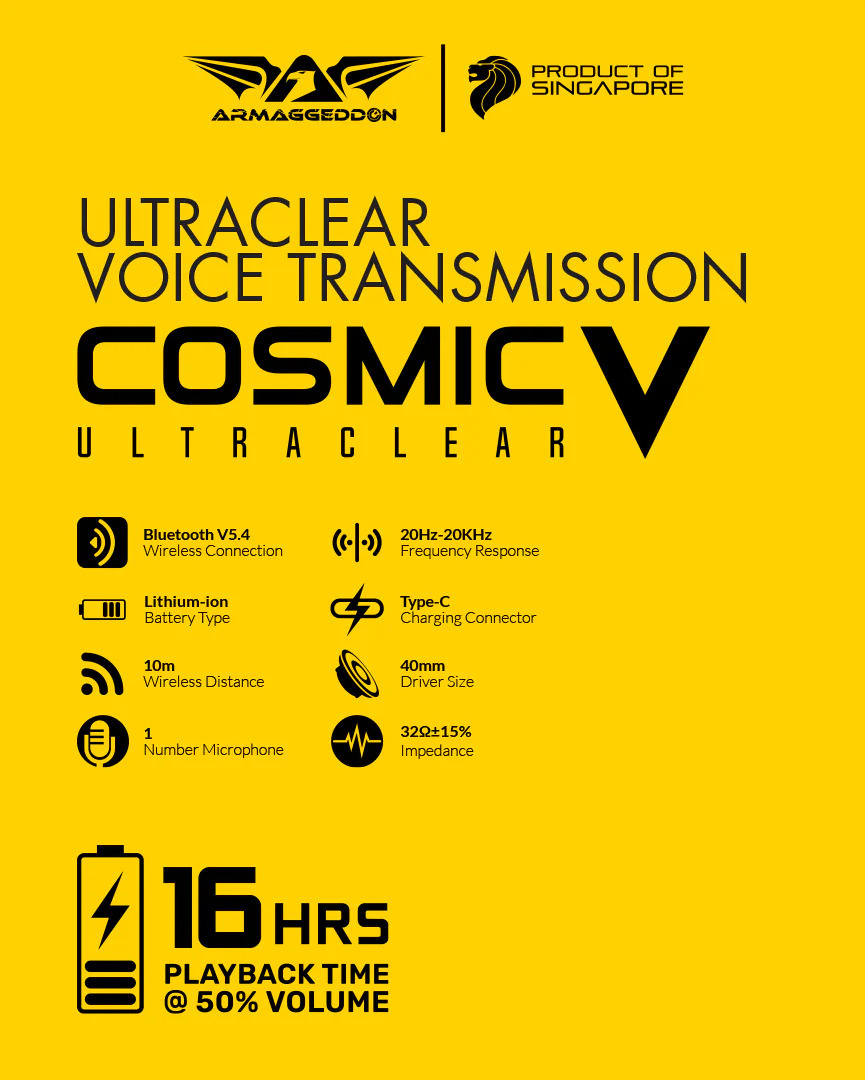 Armaggeddon COSMIC-V Gaming Headset USB+3.5mm+2.4G+BT PU Leather Ultraclear White