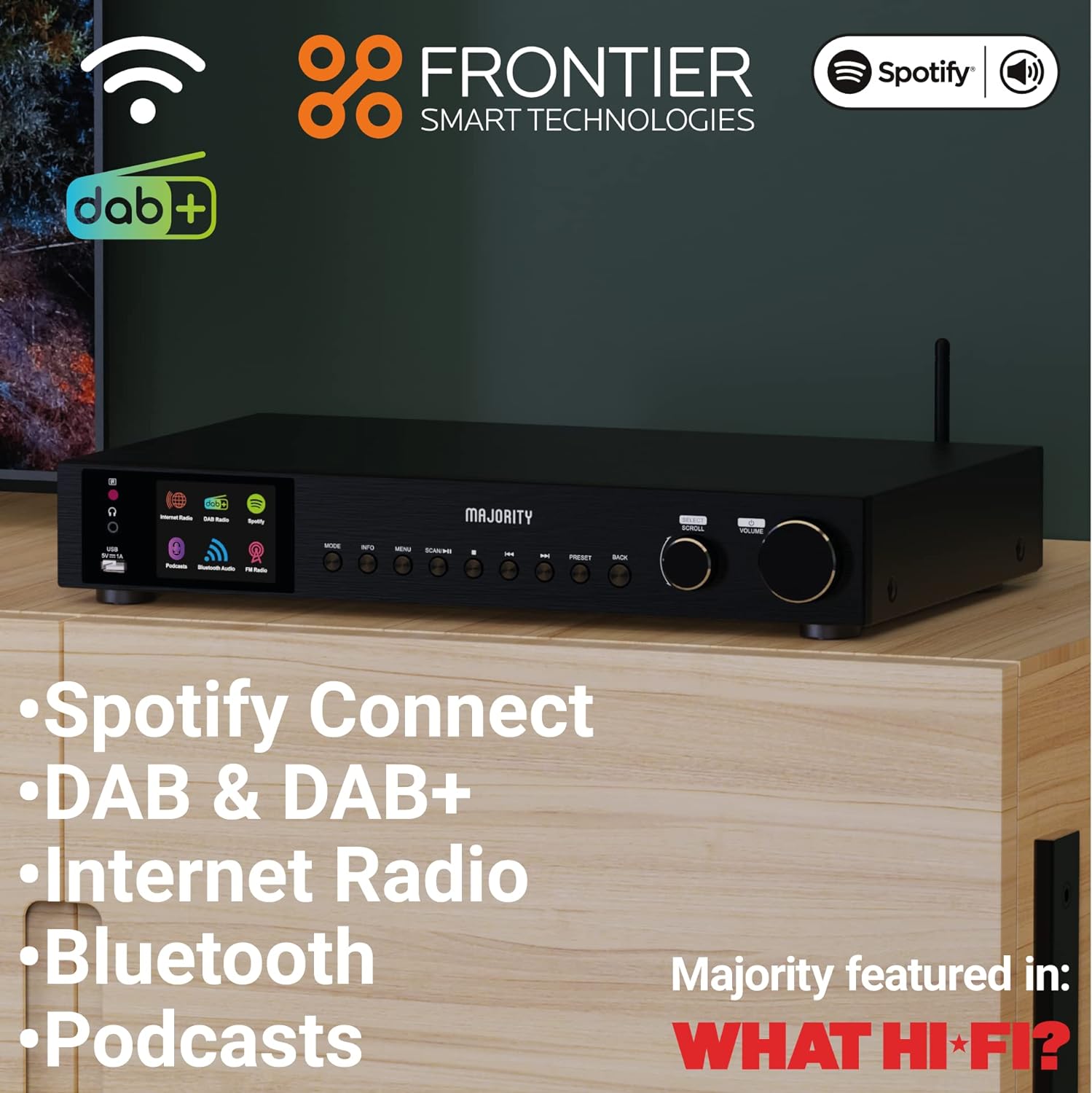 Majority FITZWILLIAM 2 Radio WiFi/BT/USB/FM/LineOut/Display Black