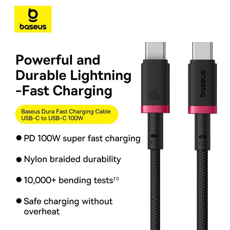 Baseus Cable USB-C to USB-C Dura Braided 1.0m 100W Black+Red