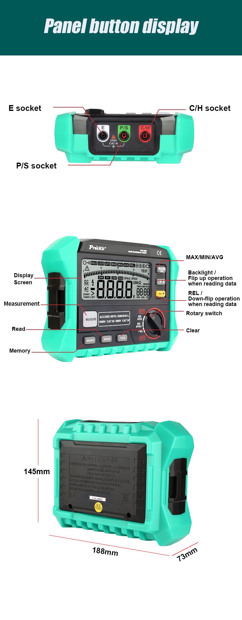 Proskit Digital Earth Resistance Tester MT-4105