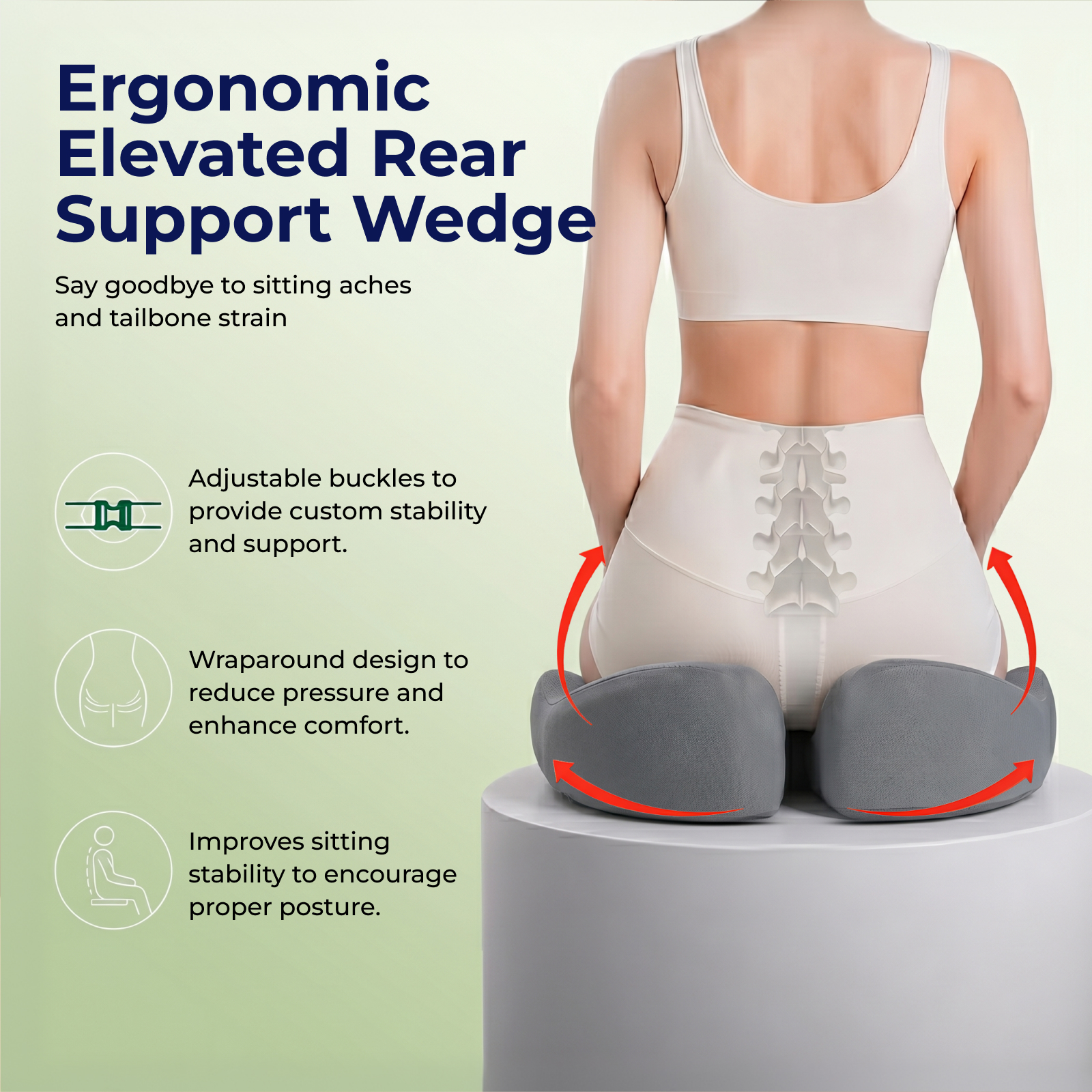 Lumivida Ergonomic Seat Cushion with Memory Foam, Hollow Area & Anti-Slip Bottom RLC06-19