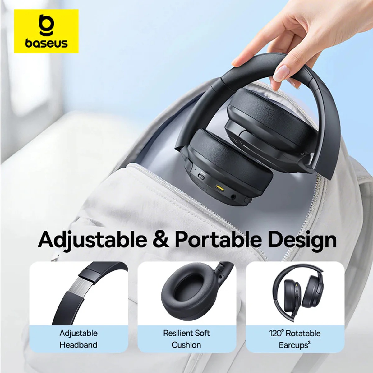Baseus Headphones Over Ear Bass BH1 Lite White