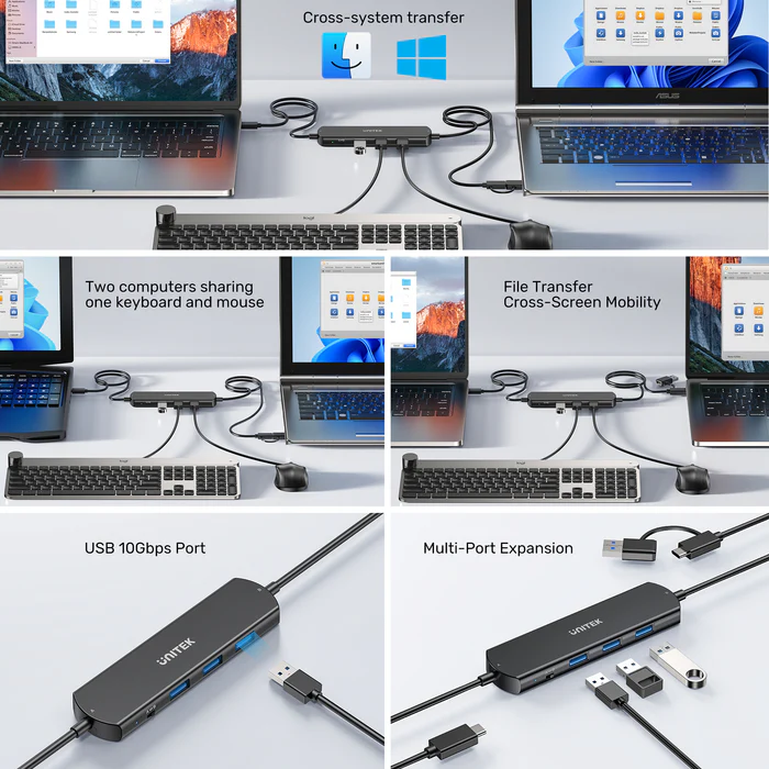 Unitek USB-C Hub 10Gbps for Data Intercopy 3 USB-A Ports U1344A