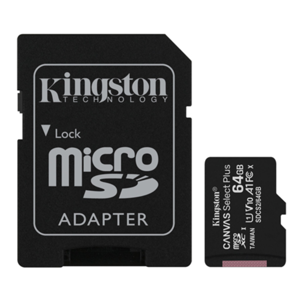 Memory card 64GB microSDXC + SD adaptor KINGSTON Canvas SDCS2/64GB