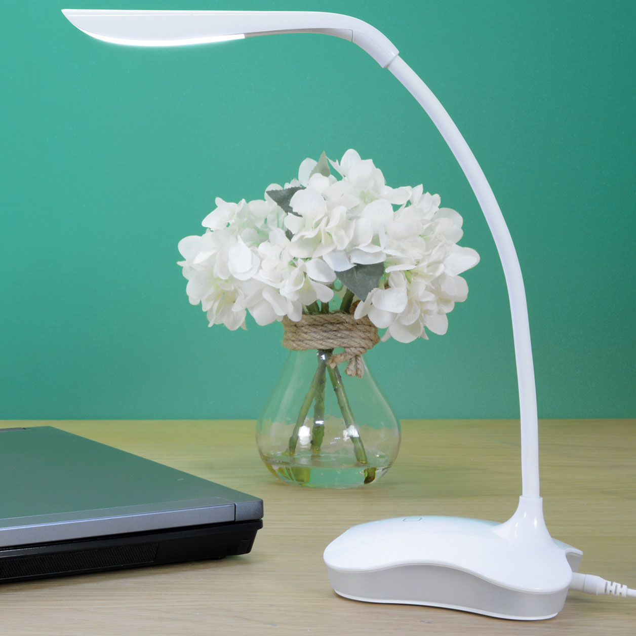 LYYT Desk Lamp with Nightlight USB/Battery Powered White 410.426UK