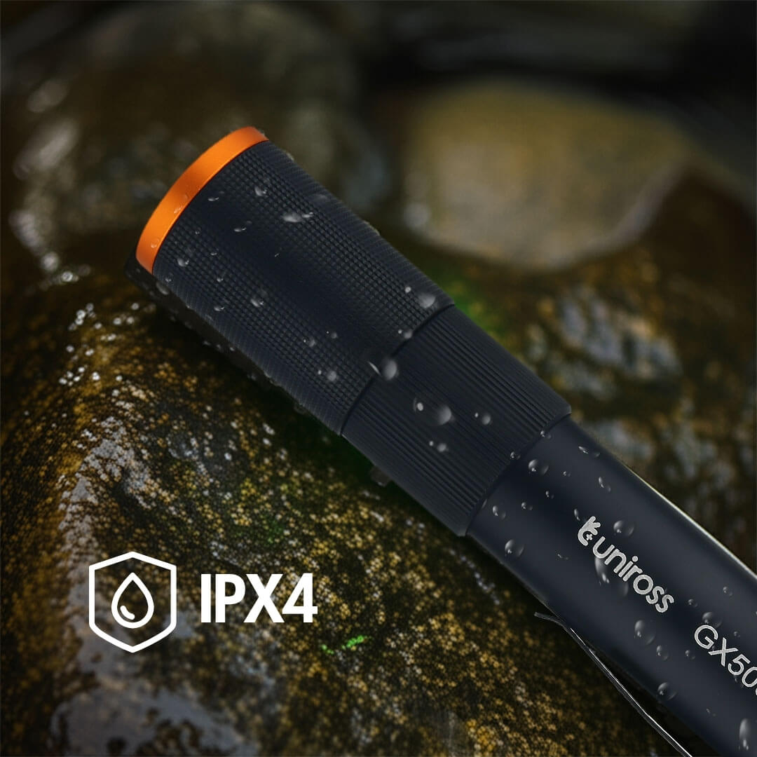 Uniross GX500 USB Rechargeable Torch IP44 Waterproof Aluminium 1000 lumens 140m Beam 120hrs Battery