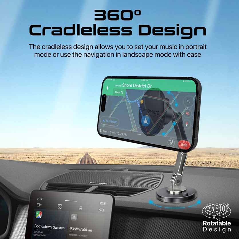 MAGNUS SECUREGRIP 360 CRADLESS 15W MAGSAFE COMPATIBLE WIRELESS CAR CHARGER PROMATE