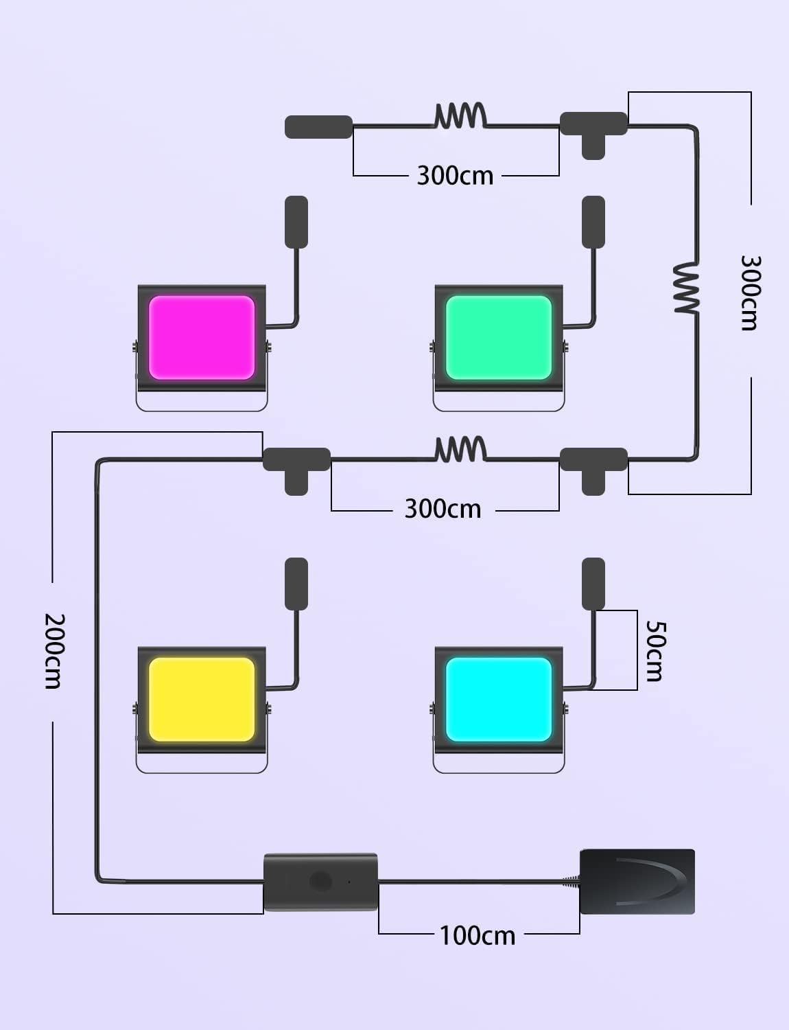 Govee Outdoor LED RGBICWW Smart Flood Lights (4pack) H7060