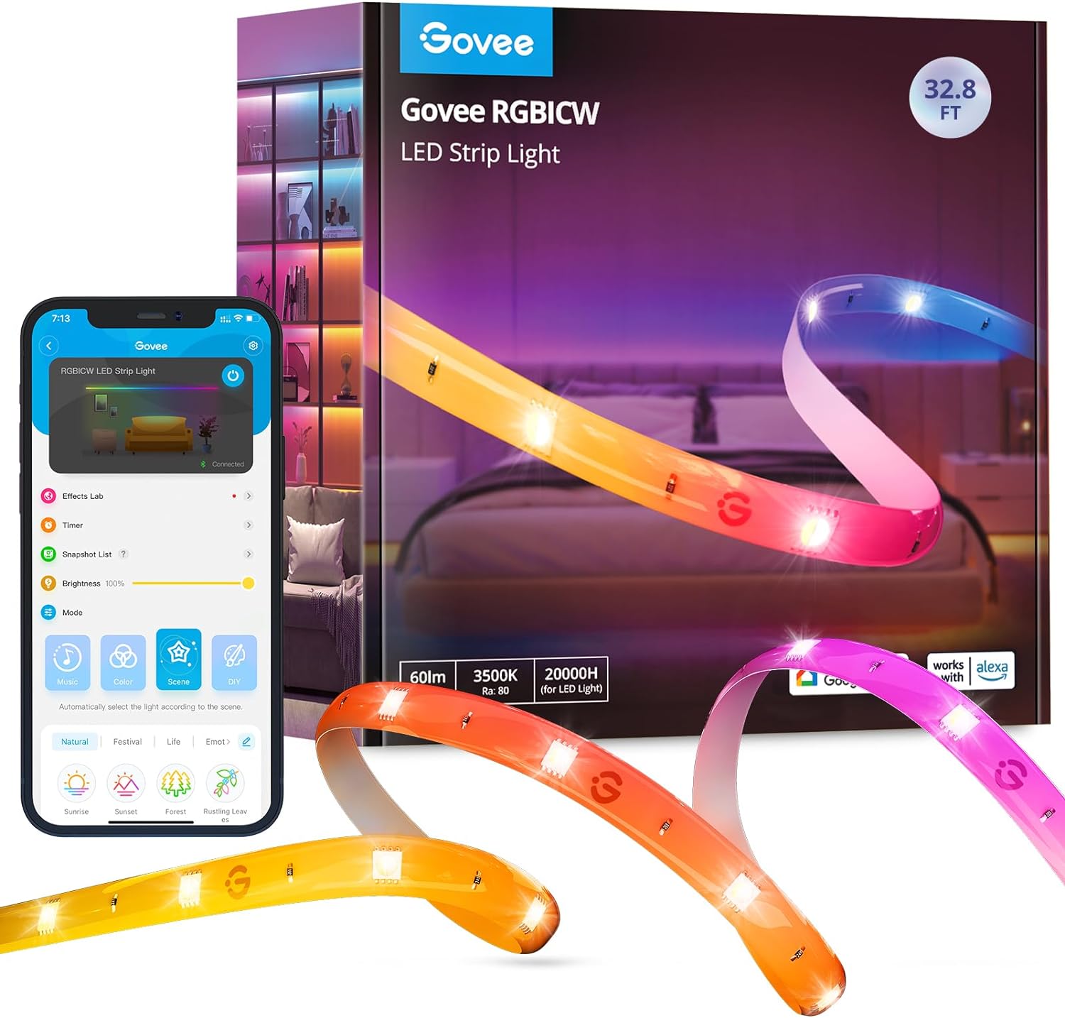 Govee RGBIC Basic Wi-Fi + Bluetooth LED Strip 10m H618C