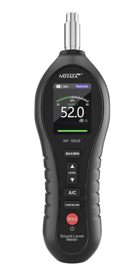 Noyafa Sound Level Meter with Dual A/C Weighting, Real-Time Alarm & Color LCD Display NF-562S